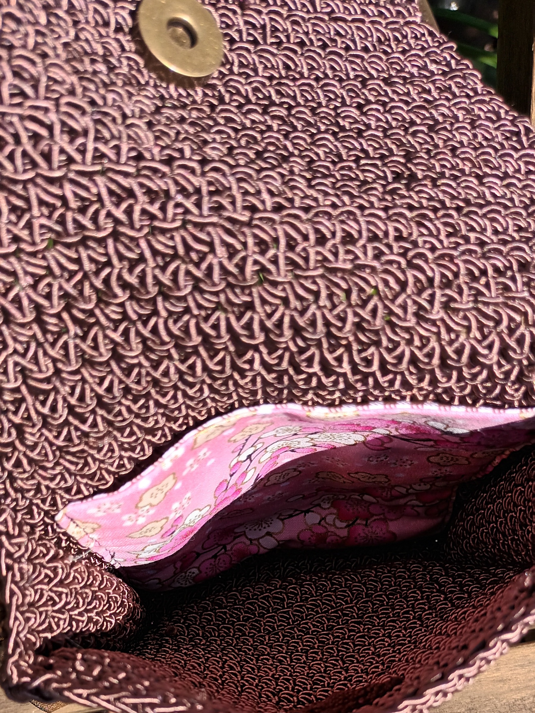 Pochette bandoulière crochet marron